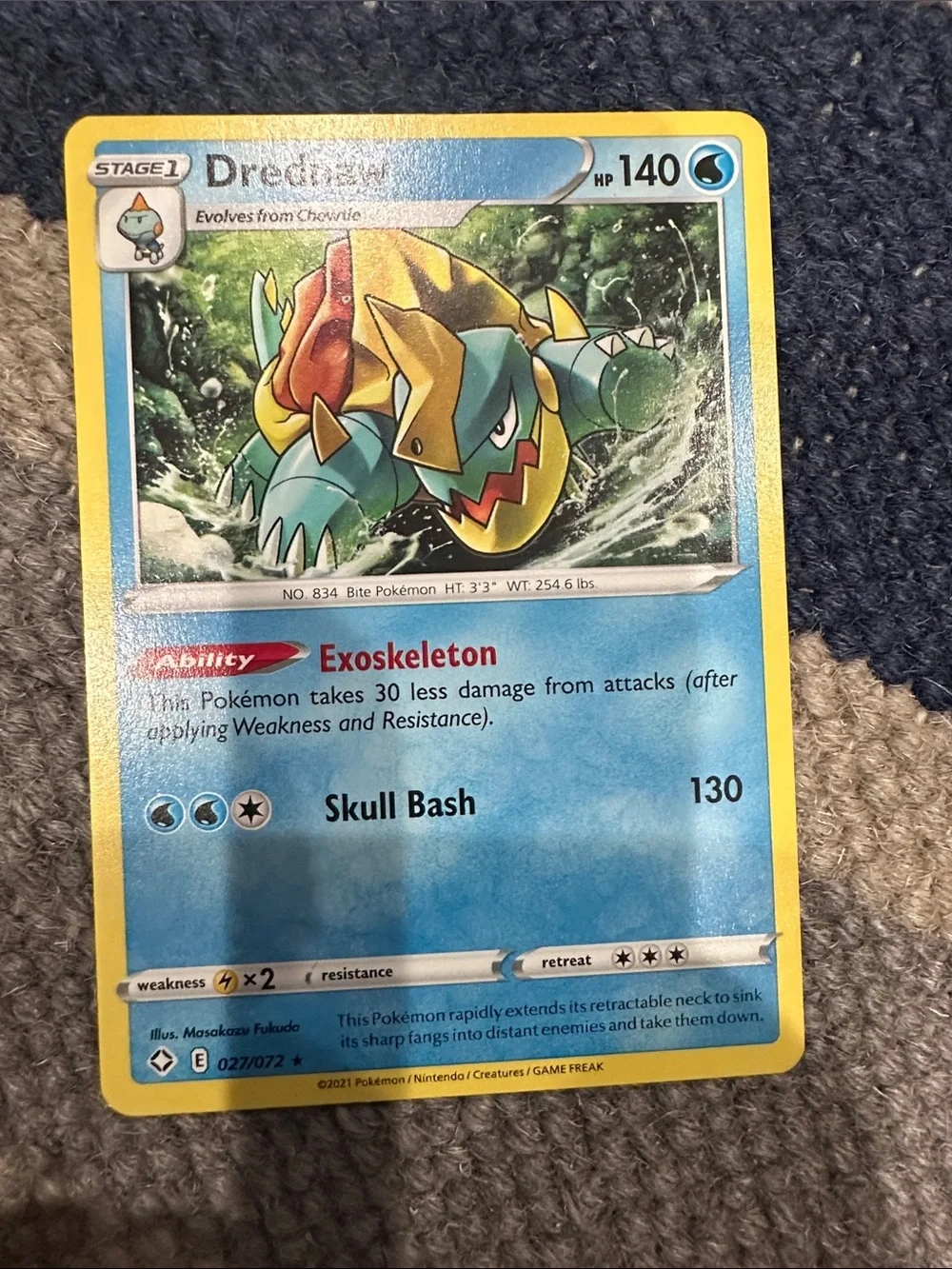 Pokemon Drednaw Trading Card - Blue, Yellow, Green
